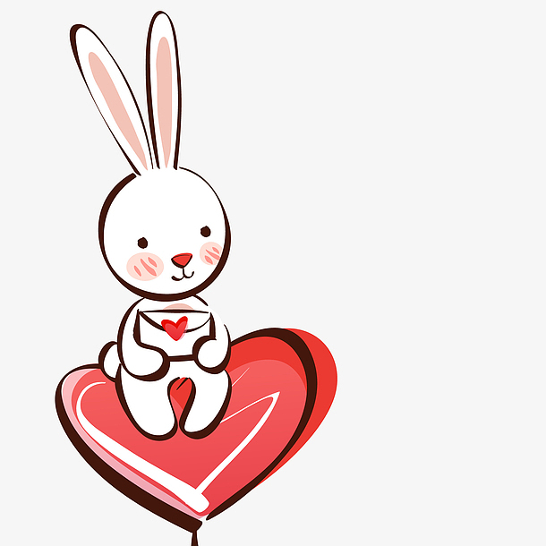卡通拿着情书的小兔子设计