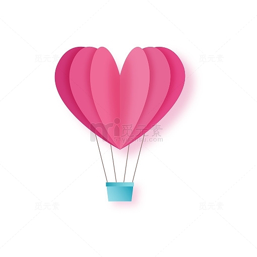 粉色情人节爱心热气球