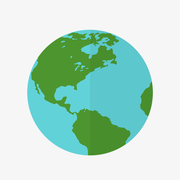 蓝色圆形卡通地球矢量图