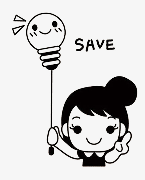 手绘卡通可爱小女孩关灯