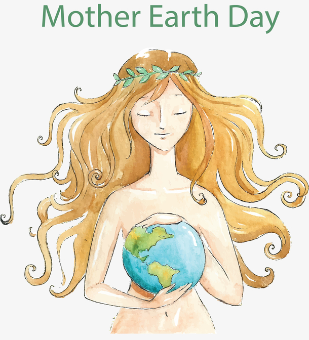 浪漫手绘地球母亲免抠素材免费下载_觅元素51yuansu.com
