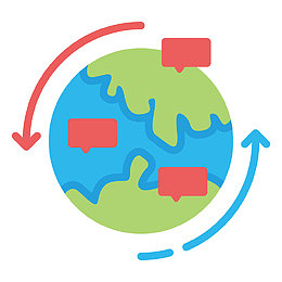 彩色圆弧扁平化地球旋转元素