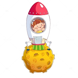 火箭儿童飞行世界航空日卡通航天