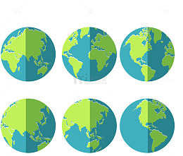 6款扁平化地球矢量素材