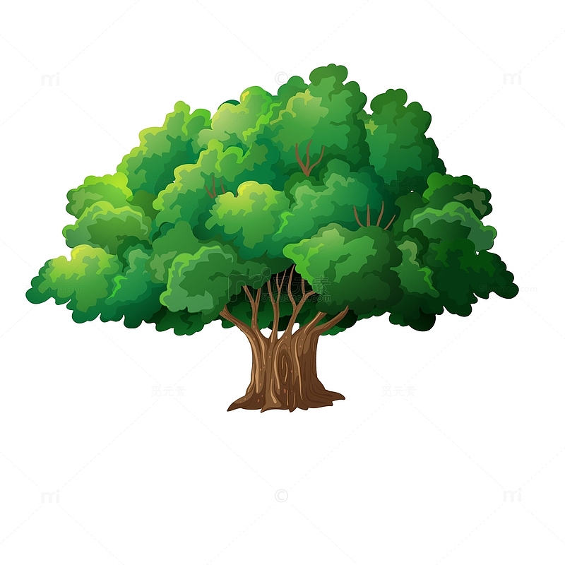 卡通绿色的大树设计