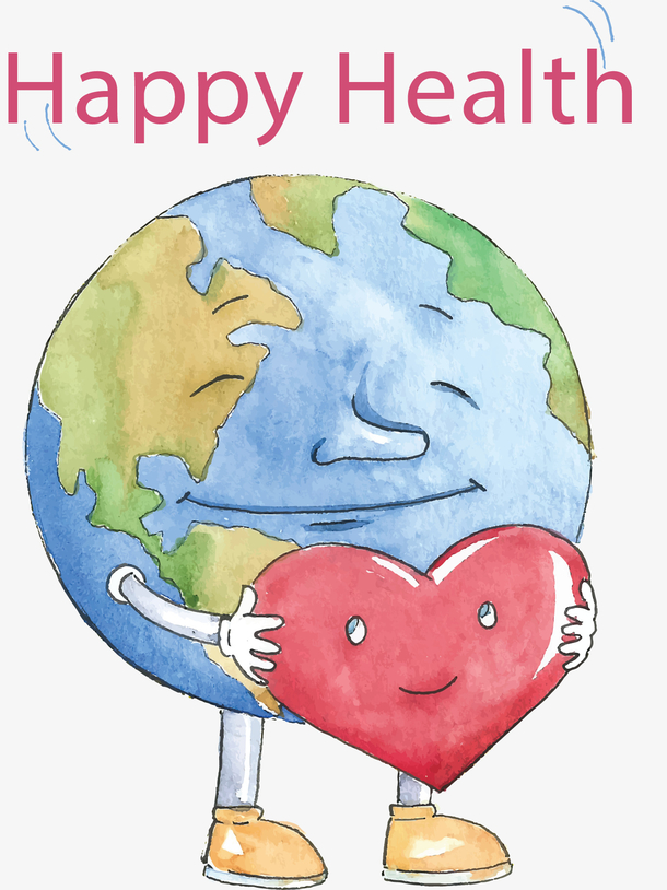 水彩手绘爱心地球
