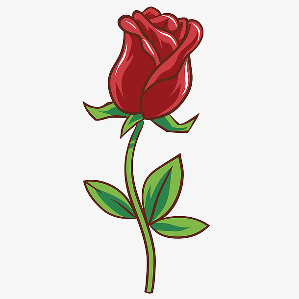 手绘矢量红色一朵玫瑰花
