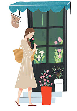 浪漫清新装饰花店标志免抠图