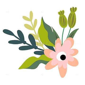 手绘水彩花草矢量设计素材