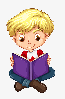 坐着看书的男孩卡通图