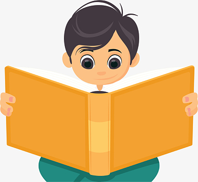 认真看书的卡通男孩