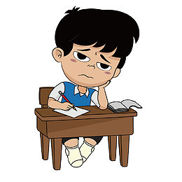 愁眉苦脸孩子发呆