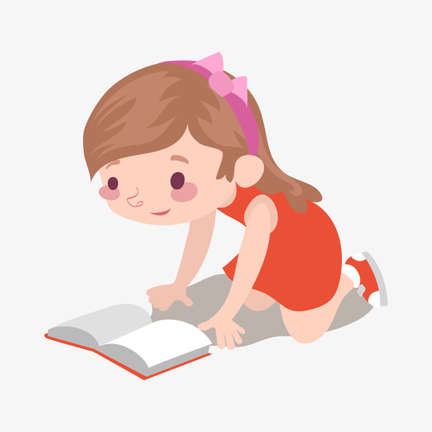 看书卡通儿童矢量图