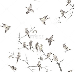 站在书上的一群小鸟