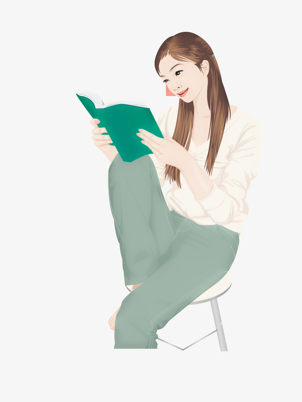 矢量看书的女孩