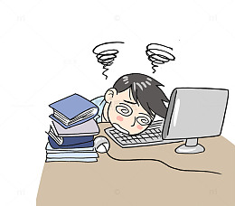 卡通工作认真的人