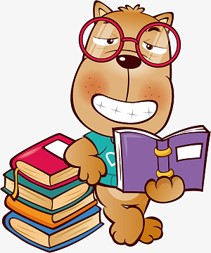 卡通翻开的书眼镜