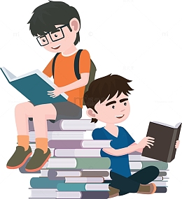 坐着看书的小男孩