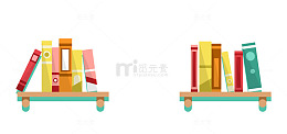 卡通书架上的书矢量图