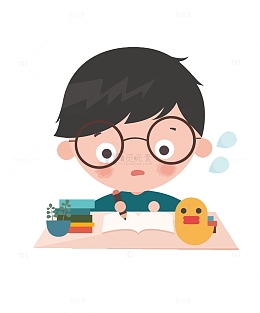 矢量扁平化看书的小孩
