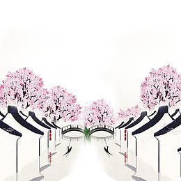 中国风彩色手绘江南
