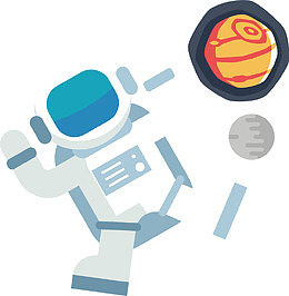 宇航员流星矢量卡通航天宇宙插图