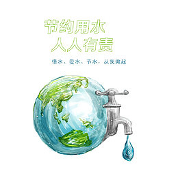 手绘节约用水人人有责海报素材