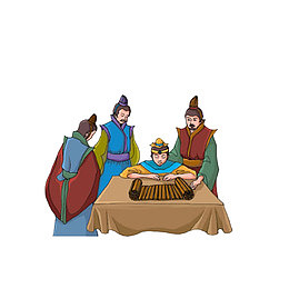 卡通辅导小皇帝看书的老师素材