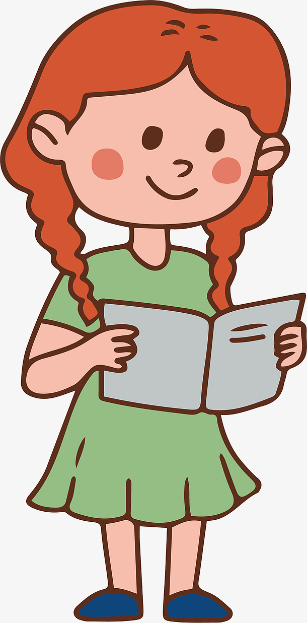 卡通看书的女孩