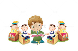 卡通学生看书插画免抠