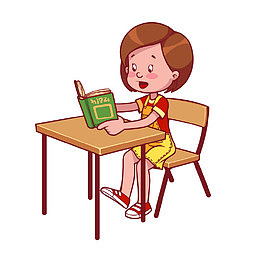 矢量看书学习女生