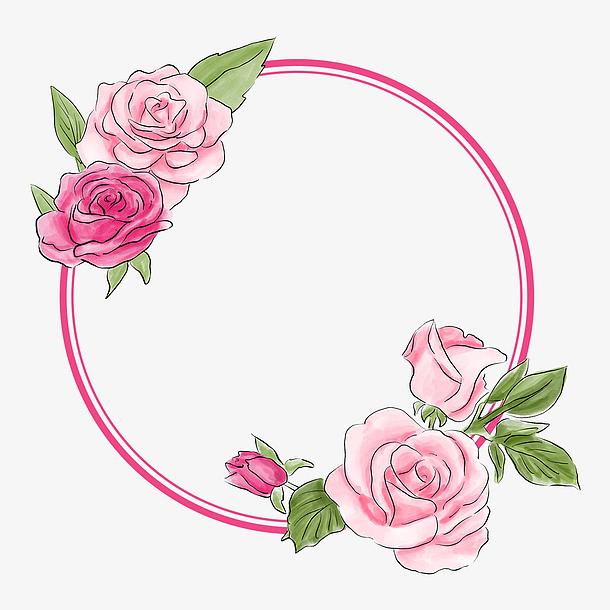 春天花卉粉色圆形边框