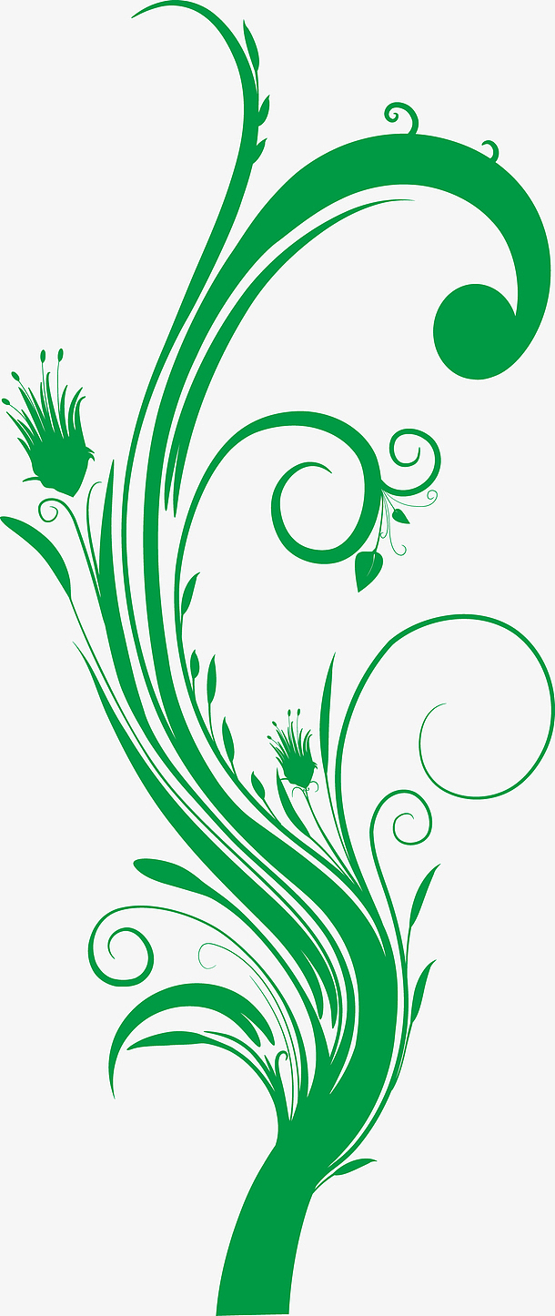 绿色古典藤蔓花纹素材图