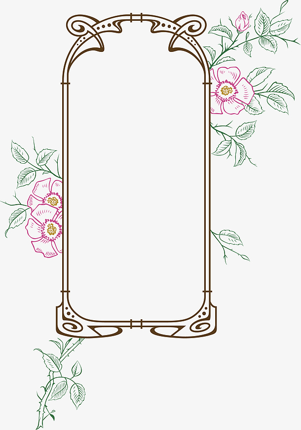 欧式相框矢量手绘花卉边框素材