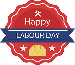 红色花边劳动节标签