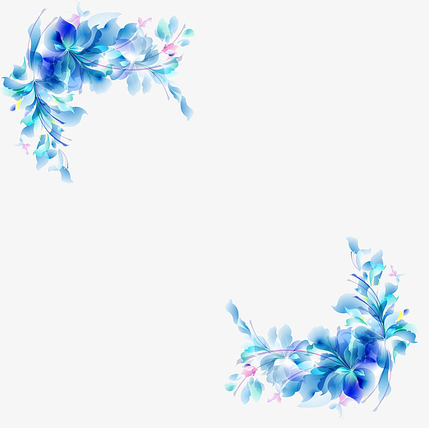 艺术设计风格蓝色花卉对角花