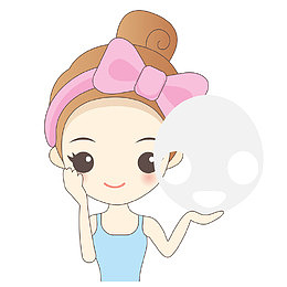 手绘矢量拿着面膜女生