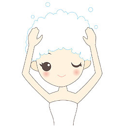 手绘矢量清洁洗头女生