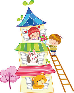 房屋儿童卡通海报促销素材