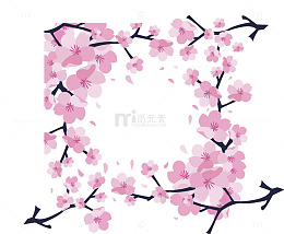烂漫樱花花边矢量素材