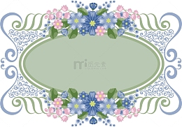 矢量装饰花纹椭圆边框元素