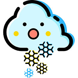 蓝色手绘暴雪天气元素