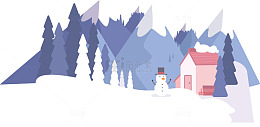 冬日山林雪中小屋