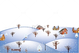 村庄雪景冬季素材