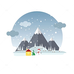 雪中微笑的雪人