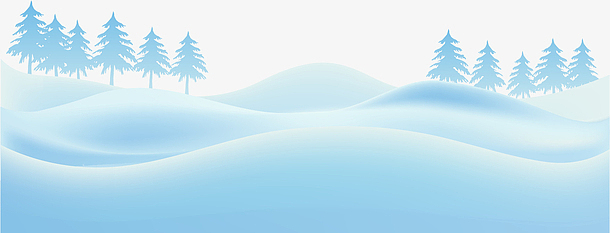 矢量手绘雪地和松树