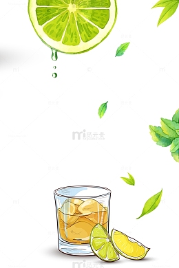 清爽畅饮柠檬水果汁背景素材边框