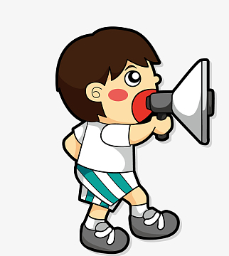 手绘卡通儿童拿着喇叭喊话