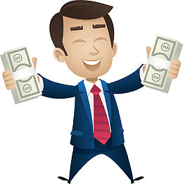 拿钱的商务男孩