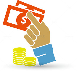 手指金币钱币矢量图